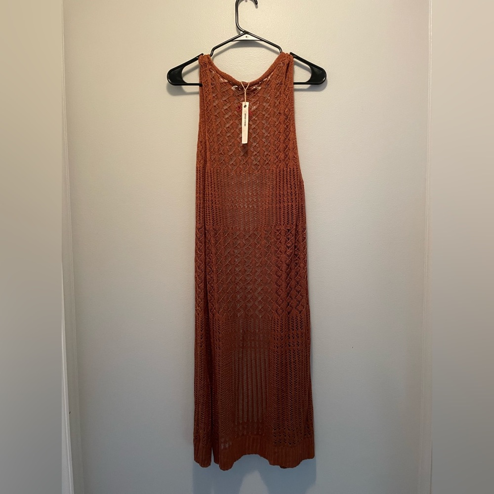 Knit knee length vest style cardigan